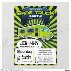 Video Game Truck Birthday Invitation