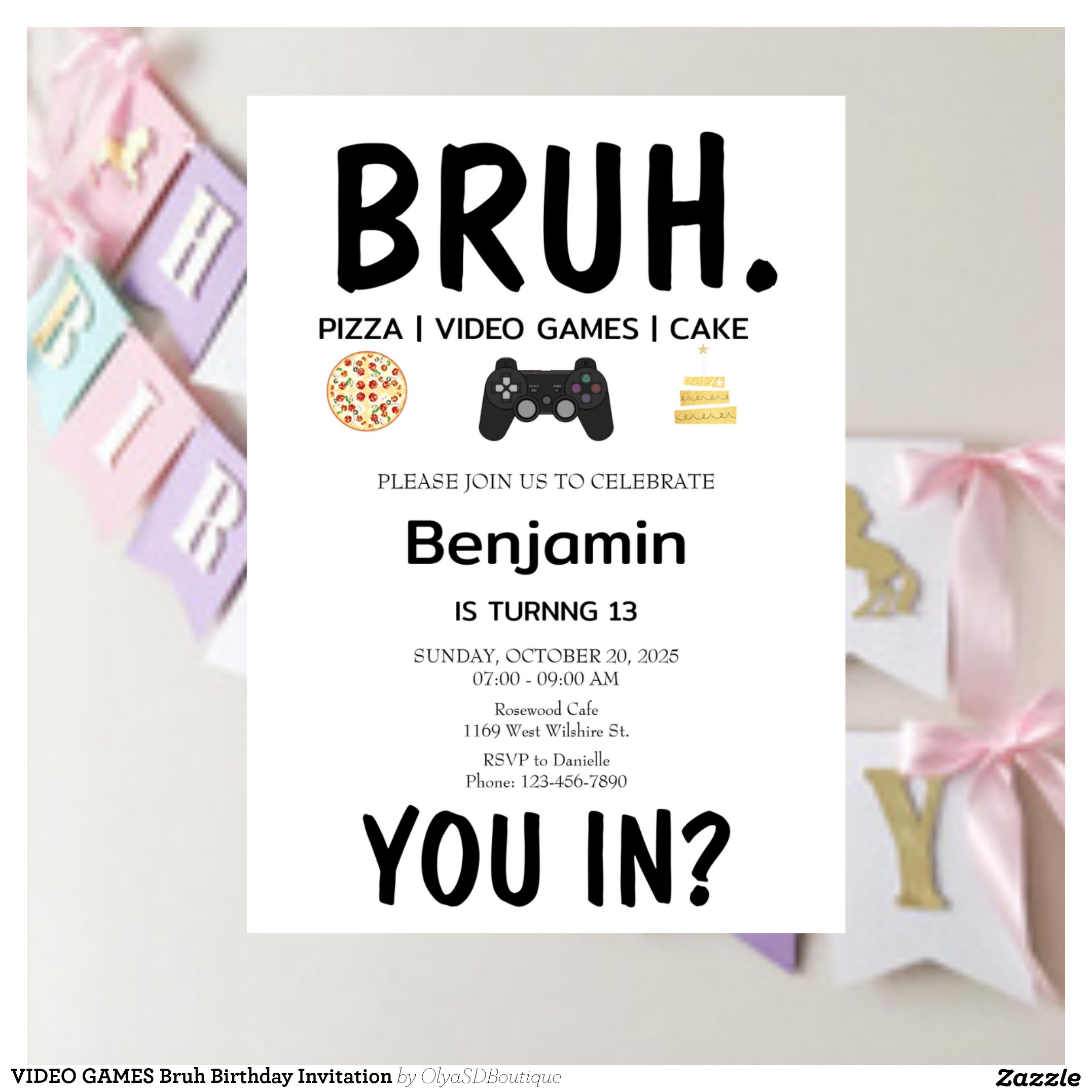VIDEO GAMES Bruh Birthday Invitation