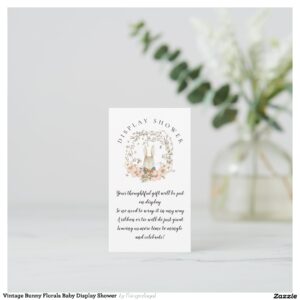 Vintage Bunny Florals Baby Display Shower Enclosure Card