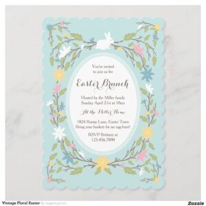 Vintage Floral Easter Invitation