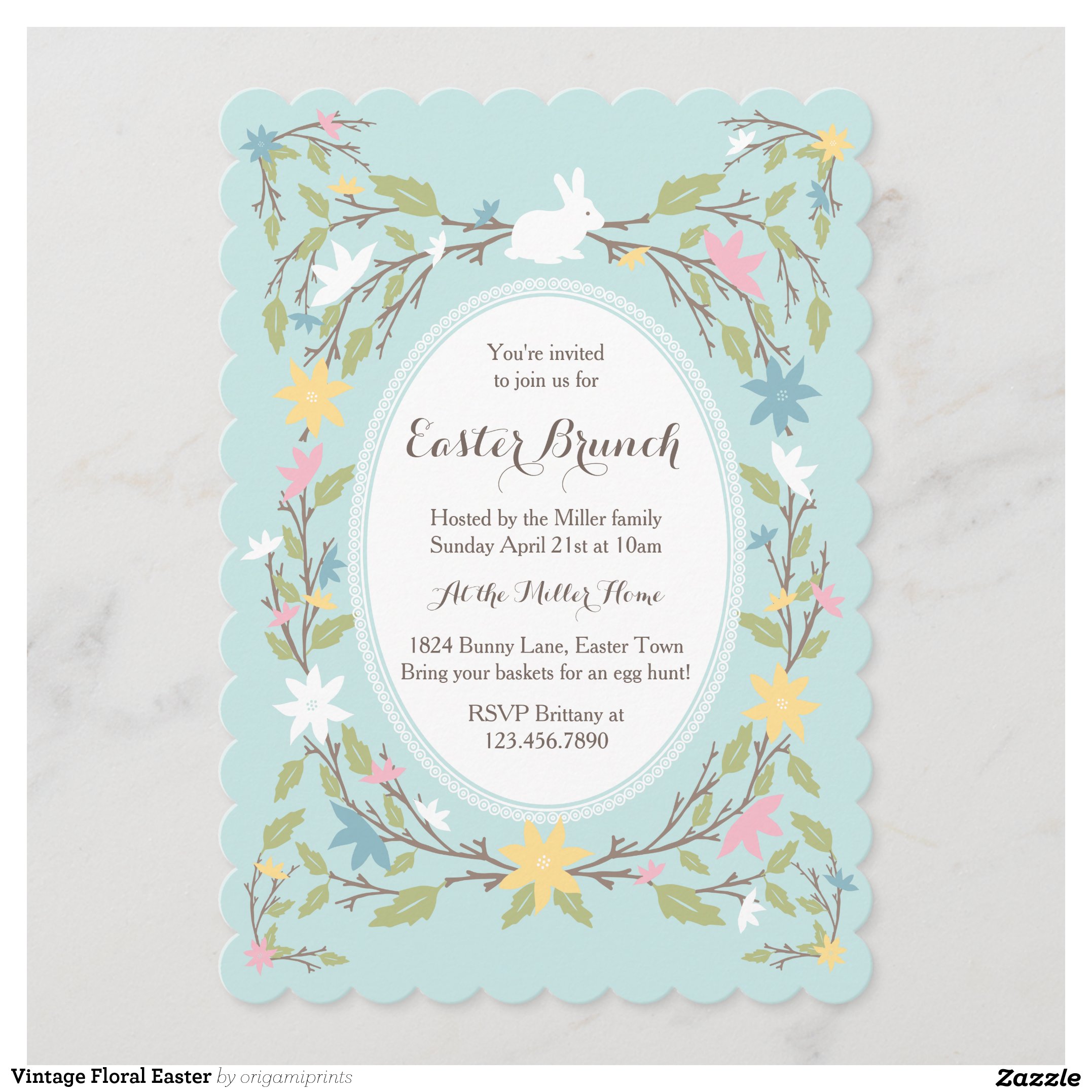 Vintage Floral Easter Invitation