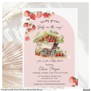 Vintage Locally Grown Farmers Market Baby Shower Invitation