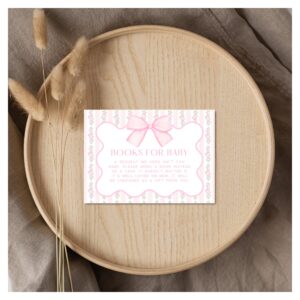 Vintage Pink Bow Floral Baby Shower Books for Baby Enclosure Card