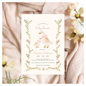 Vintage Pink Girl Baby Shower Invitation