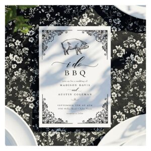 Vintage Rustic Pig I Do BBQ Casual Wedding Invitation