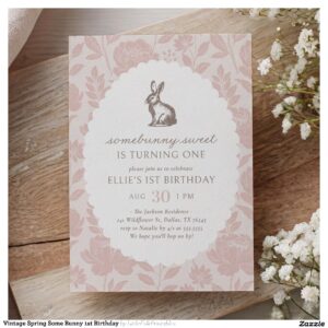 Vintage Spring Some Bunny 1st Birthday Invitation
