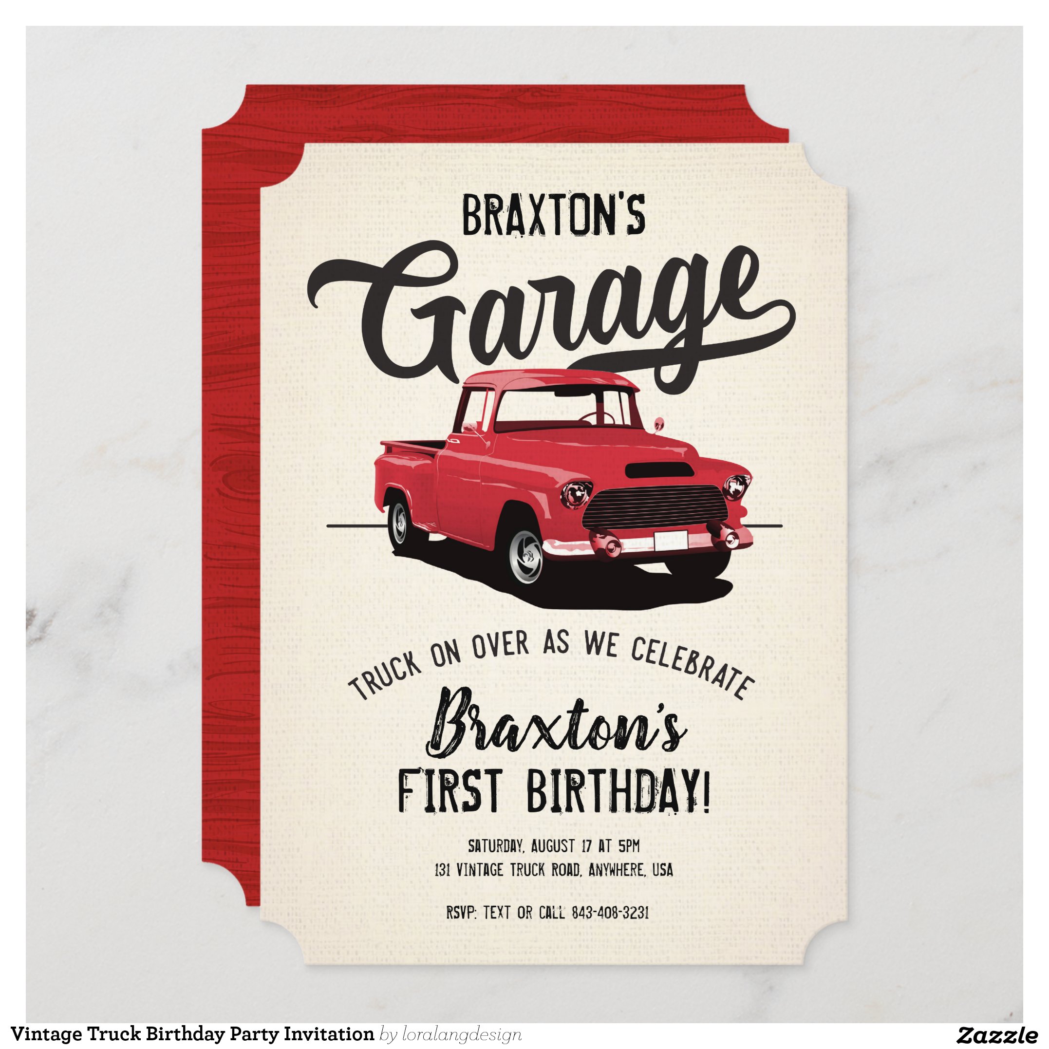 Vintage Truck Birthday Party Invitation