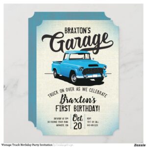 Vintage Truck Birthday Party Invitation