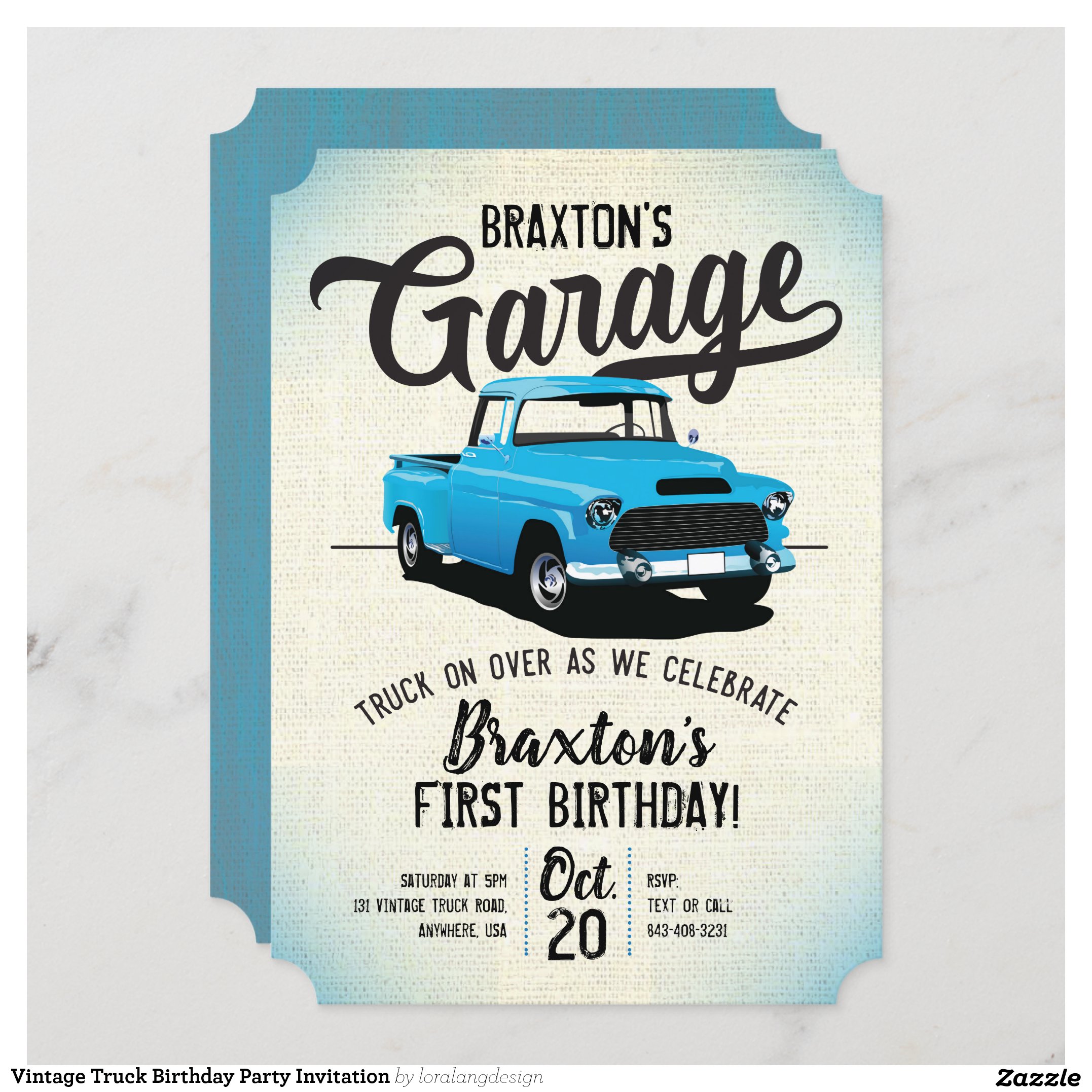 Vintage Truck Birthday Party Invitation