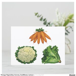 Vintage Vegetables; Carrots, Cauliflower, Lettuce