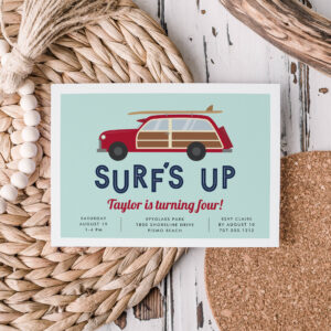 Vintage Woody Car Birthday Party Invitation