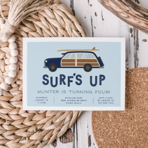 Vintage Woody Car Birthday Party Invitation