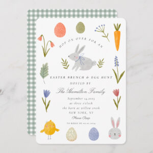 Watercolor Bunny Easter Brunch & Egg Hunt Invitation