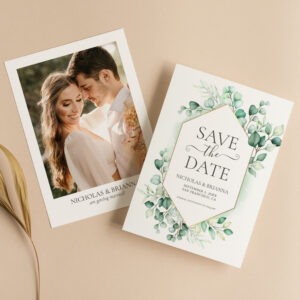 Watercolor Greenery Eucalyptus Elegant Photo Save The Date