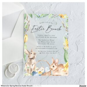 Watercolor Spring Bunnies Easter Brunch Acrylic Invitations