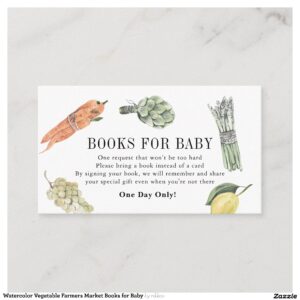 Watercolor Vegetable Farmers Market Books for Baby Enclosure Card