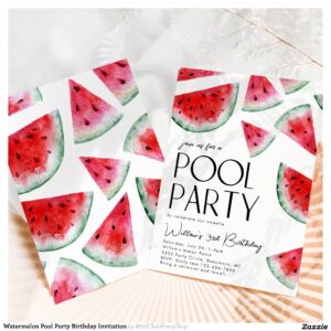 Watermelon Pool Party Birthday Invitation