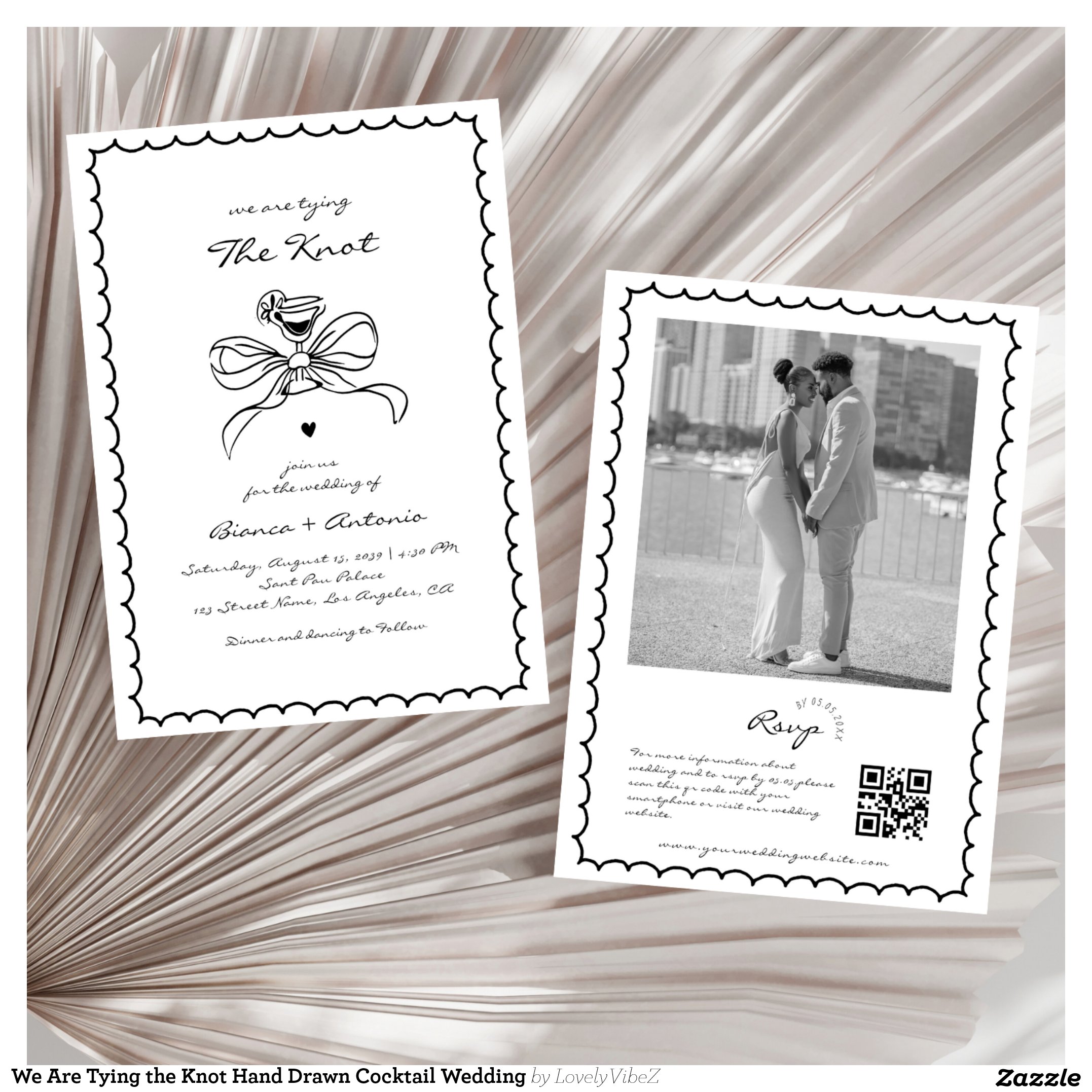 We Are Tying the Knot Hand Drawn Cocktail Wedding Invitation