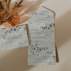 Wedding Eucalyptus botanical modern invite + rsvp