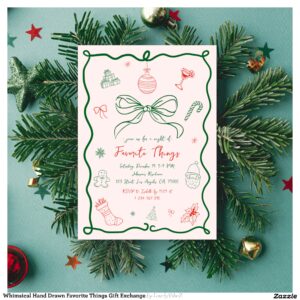 Whimsical Hand Drawn Favorite Things Gift Exchange Invitation