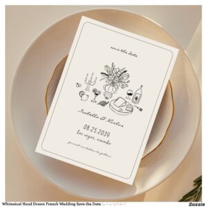 Whimsical Hand Drawn French Wedding Save the Date