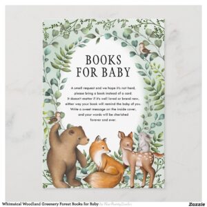 Whimsical Woodland Greenery Forest Books for Baby Enclosure Card