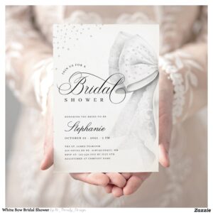 White Bow Bridal Shower Invitation