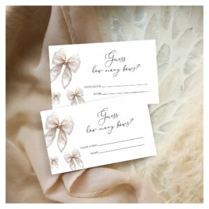 White Bow How Many Bows Baby Shower Game Enclosure Card