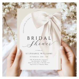White Elegant Bow Arch Bridal Shower Invitation
