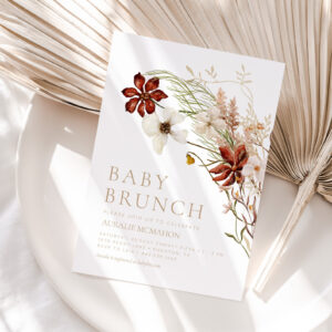 Wild Bloom Rustic Floral Baby Brunch Invitation
