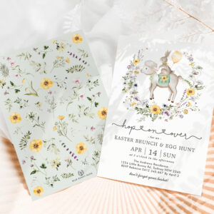 Wildflower Bunny & Lamb Easter Brunch & Egg Hunt Invitation