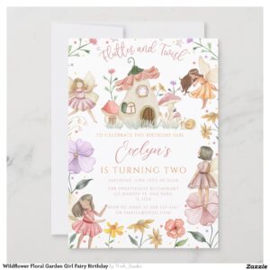 Wildflower Floral Garden Girl Fairy Birthday Invitation