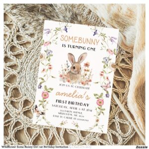 Wildflower Some Bunny Girl 1st Birthday Invitation
