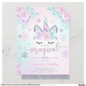 Winter Unicorn Invitation Winter ONEderland Party