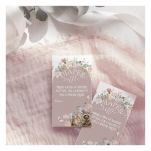 Woodland animal floral girl Baby Shower diaper Enclosure Card