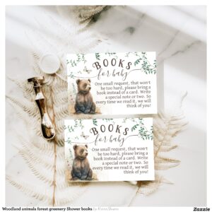 Woodland animals forest greenery Shower books Enclosure Card