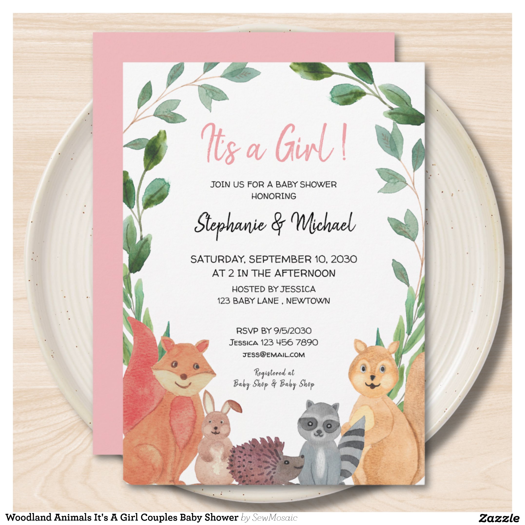 Woodland Animals It's A Girl Couples Baby Shower Invitation