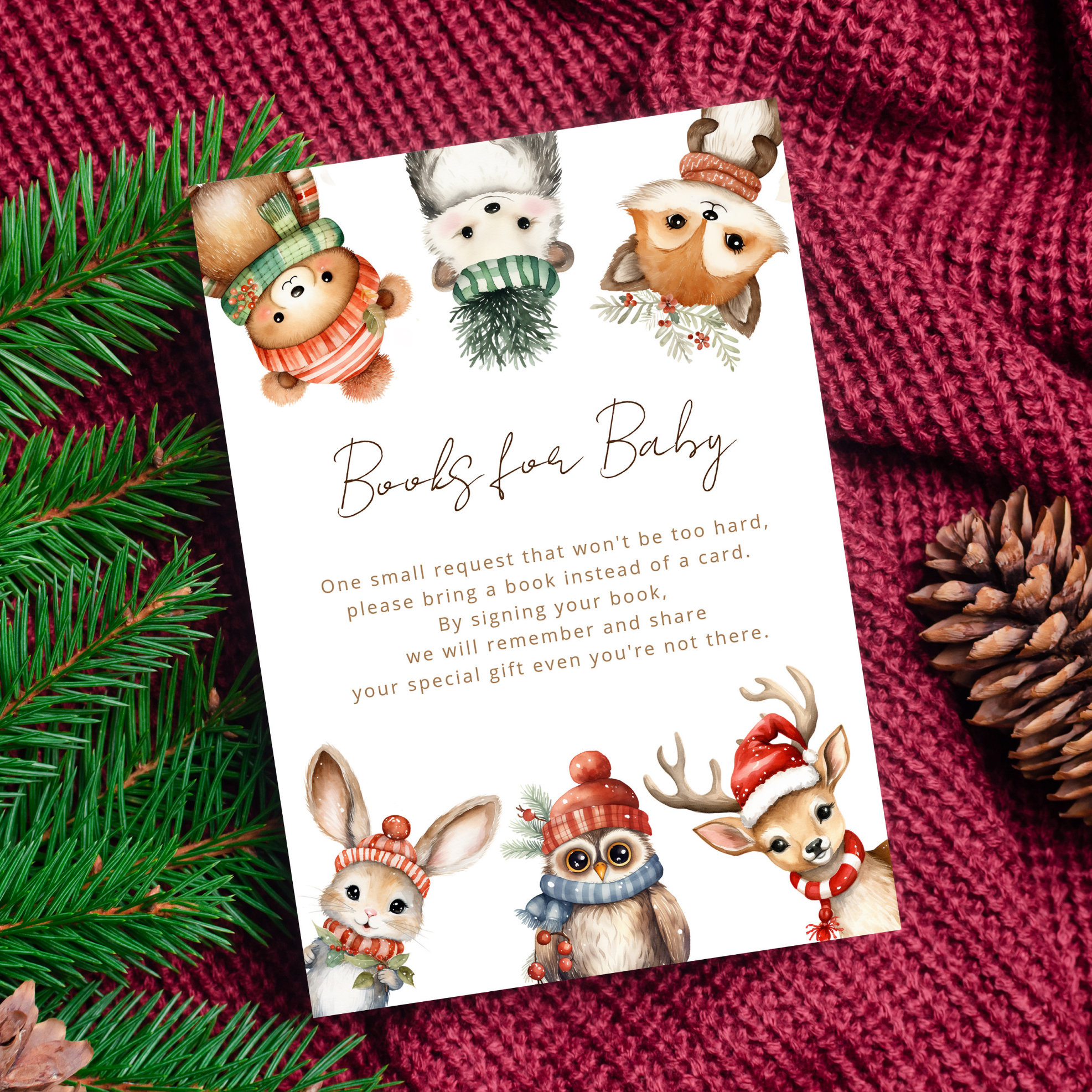 Woodland animals Winter Christmas books for baby Enclosure Card