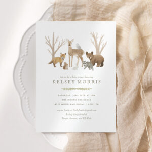 Woodland Forest Animals Baby Shower Invitation