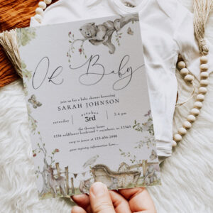Woodland Forest Animals Baby Shower Invitation