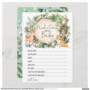 Woodland Predictions for the Baby Shower Game Card
