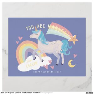 You Are Magical Unicorn and Rainbow Valentine Foil Holiday Postcard