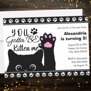 You Gotta Be Kitten Me Funny Cat Pattern Birthday Invitation
