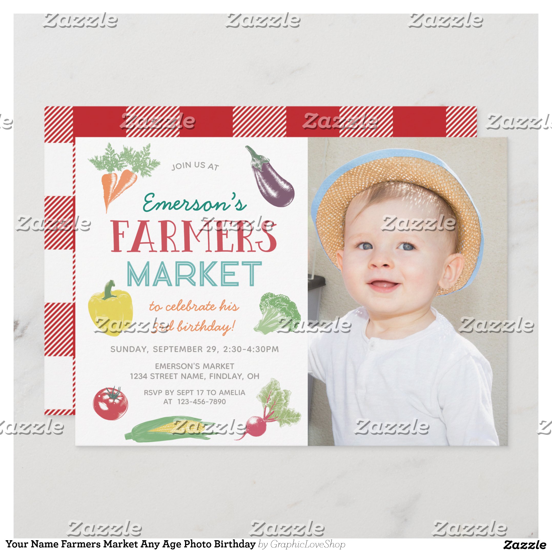 Your Name Farmers Market Any Age Photo Birthday Invitation